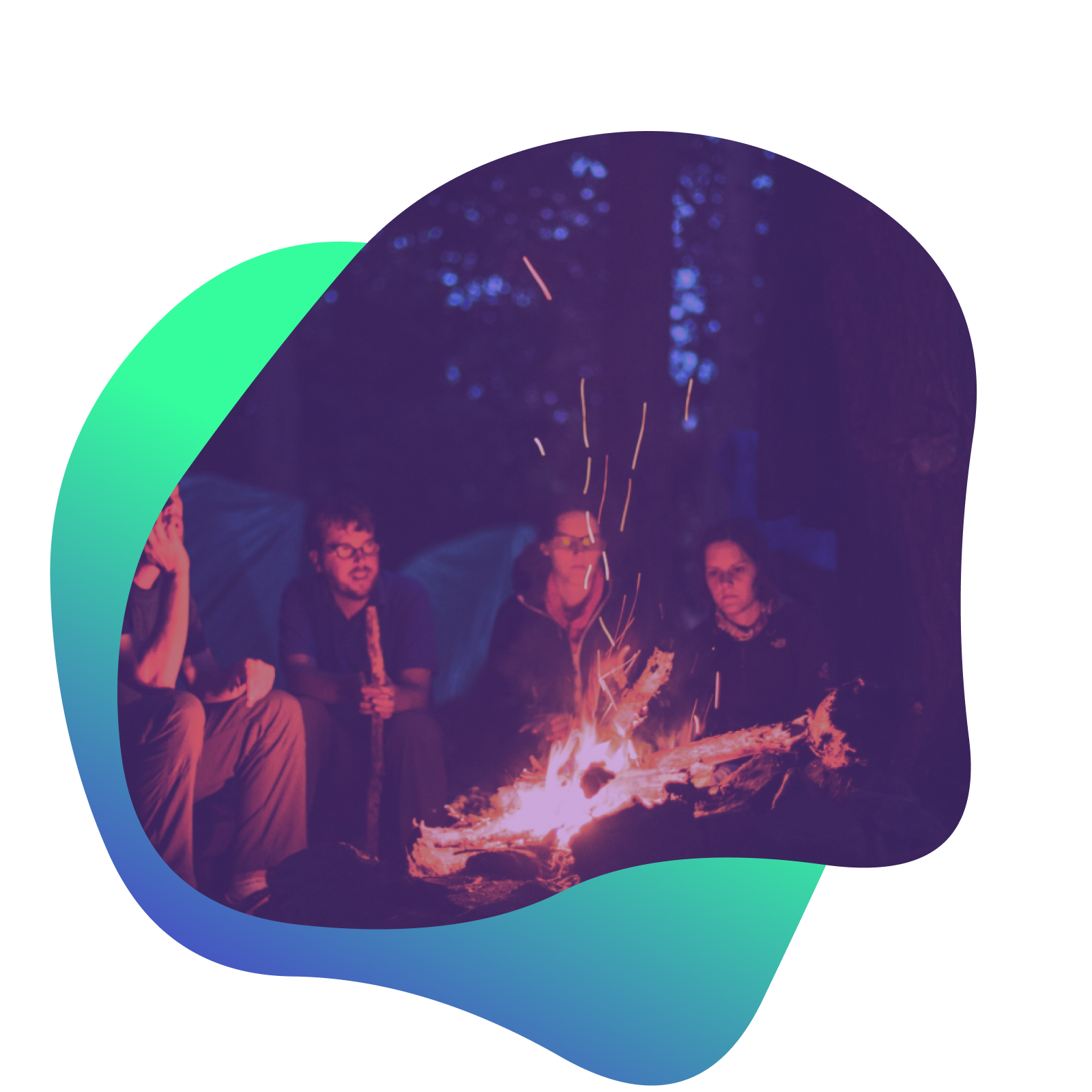 Spotted app: image of people around a camp fire